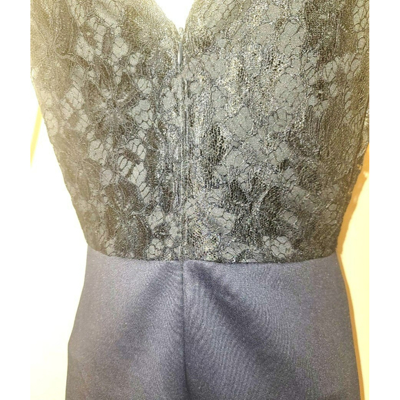 Enfocus Studio Navy Blue Lace Bodice Midi High Low Halter Dress - Size 10 - Picture 9 of 9